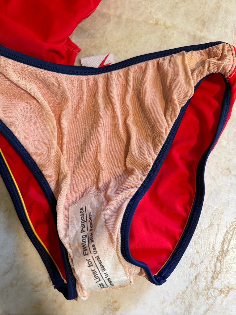 Vintage Speedo Red Zip-Front Two-Piece Swimsuit with Navy Trim - Picture 4 of 4